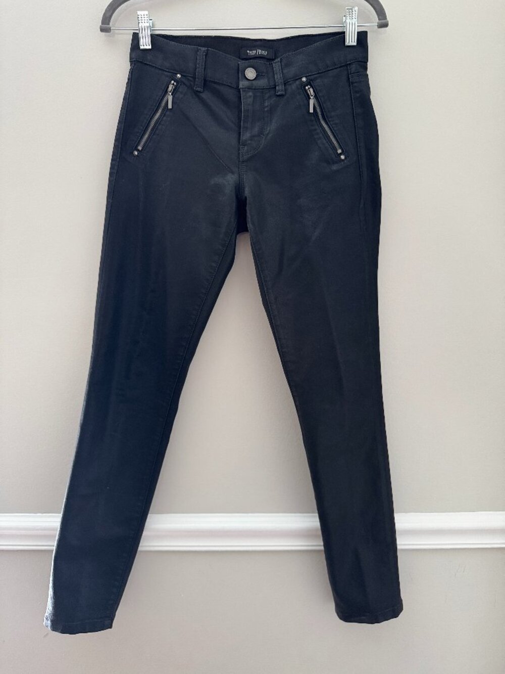 White House Black Market Black Coated Skinny Pants Size 2R